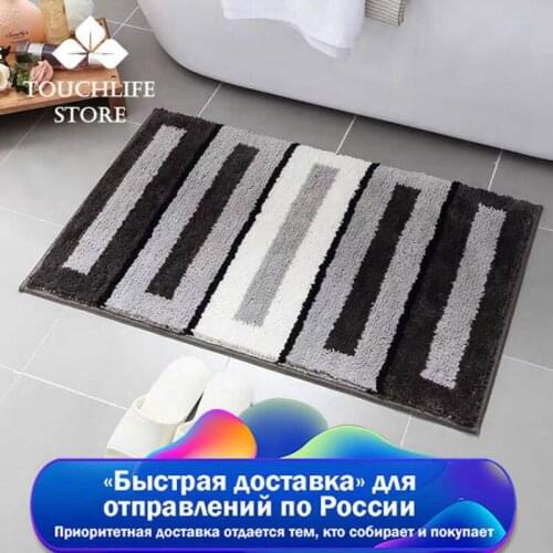 Fashion Striped Microfiber Bath Mat Super Soft Flocking Bathroom Rug Fast Absorbent Bathroom Door Mat TPR Slip Home Floor Mat