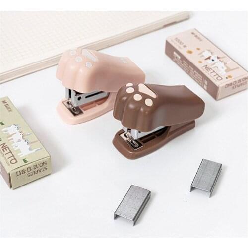 Cute Cat Paw Stapler with 1000pcs 12# Staples Portable Mini Stapler Paper Binder Stationery Office Binding Tools School Supplies
