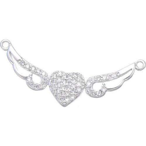 Supplier For Jewelry Accessories Wholesale New Trendy Plated Luxury Zircon Heart Angle Wings connector findings