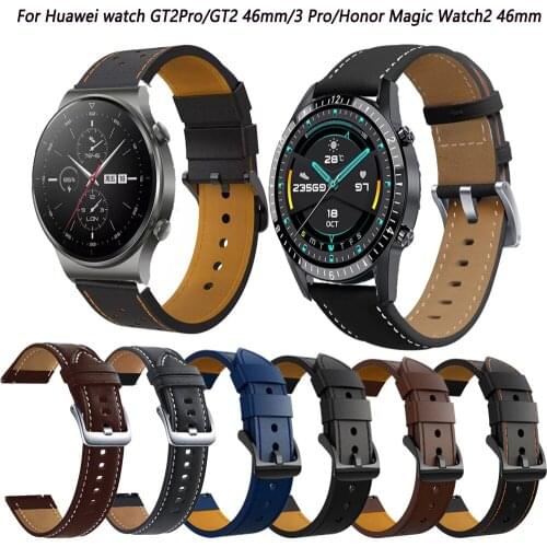 22mm Leather Smartwatch Wristband Strap For Huawei Watch GT2Pro/GT2 46mm/3 Pro/Honor Magic Watch2 46mm Bracelet Accessories
