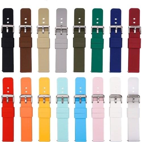 Rubber Watch Strap Band Waterproof Generic Watchband 14mm 16mm 18mm 20mm 22mm 24mm Silicone Strap Stainless steel black buckle