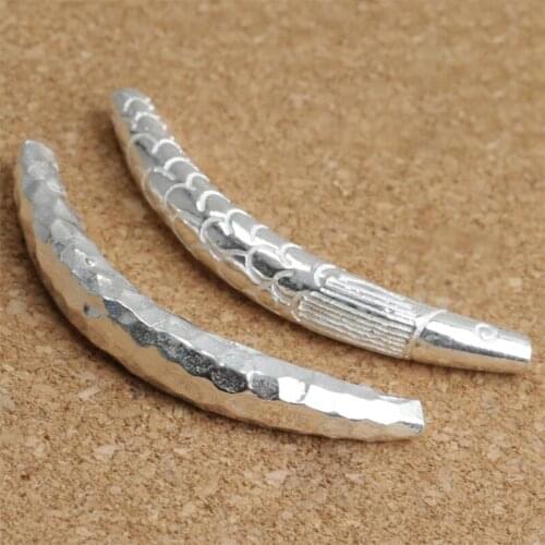 S925High quality Sterling Silver Jewelry Personality Thai DIY Crystal Accessories Handmade Small Fish Elbow Tube