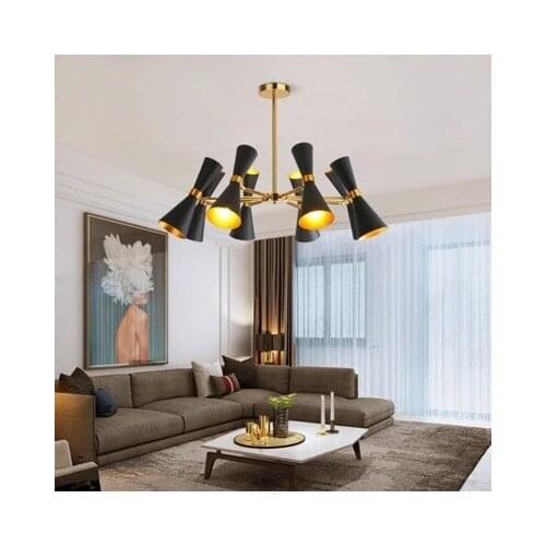 Nordic Pendant Lights LED 8 Heads Loft Hanging LampTrumpet Shape Iron Lighting Fixture for Restaurant Kitchen Bar Light E27 220V