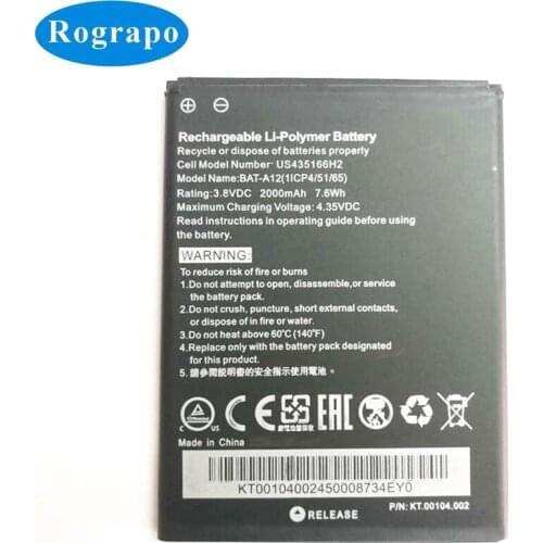 2000mAh BAT-A12 Replacement Battery Baterij Batterie For Acer Liquid Z520 Dual SIM (P/N BATA12 (1ICP4/51/65) KT.00104.002) Phone