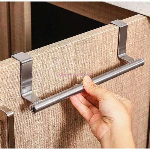 200 pcs Stainless Steel Towel Hanger Over Cabinet Door Kitchen Hook Tea Hand Towel Rail Hanger Bar Holder Drawer Storage Tools