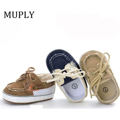 Brand Vintage PU Leather Baby Shoes Non-Slip Newborn Infant T-tied First Walkers Baby Boy Girls Toddler Lace-UP Soft Sole Shoes