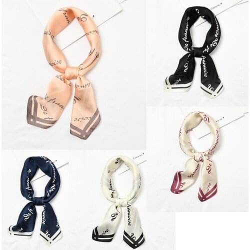 Yishine Wholesale 20pcs 5 Colors Multifunction Letters Women Satin Wraps Scarves Shawl Polyester Silk Scarf Handkerchief