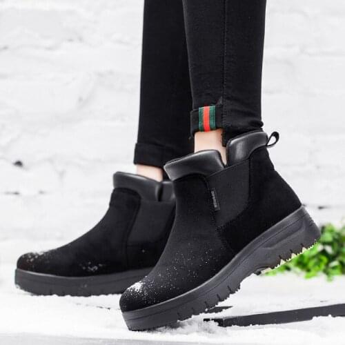 Cow Suede Winter Ankle Boot Women Snow Boots Ladies Platform Heel Boots Non-slip Warm Plush Comfortable Women Boots Botas Mujer