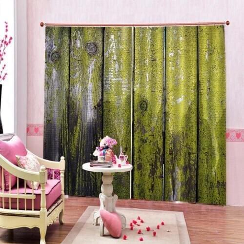 Customized size Luxury Blackout 3D Window Curtains For Living Room Wooden planks off paint texture Photo 3D Curtains for