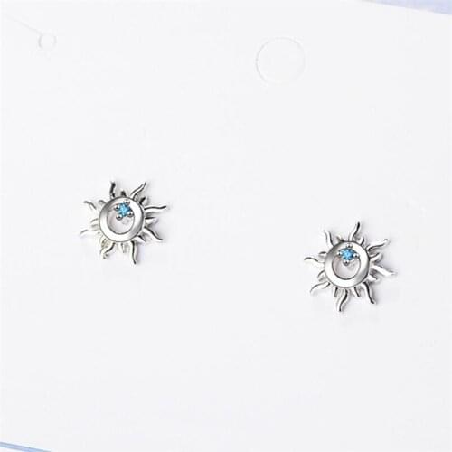 925 Sterling Silver Sunflower Charm Stud Earrings For Women Girls Party Jewelry Pendientes eh921