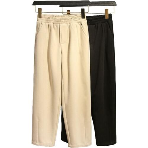 2020 Cozy Plus size 5XL Woolen Pants Women Elastic waist Casual Trousers Female Loose Woolen Wide-leg Pants 100kg can wear 3129