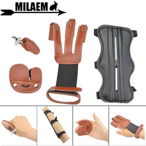1Set Archery Arm Guard Finger Guard Kit 3Finger Gloves Protection Gear Bow And Arrow Outdoor Sports Hunting Shooting Accessories