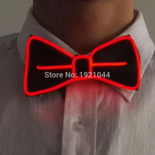 10 Colors 100pcs Select Flashing Glowing EL wire Bowties Luminous Novelty Cravat For Dance Ball Evening Party Wedding Decoration
