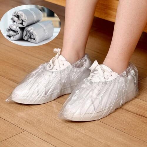100Pcs/Bag Shoe Covers Disposable Anti-slip PE Multi-use Cleaning Overshoes for Home Best Boots Water Proof Days Reusable