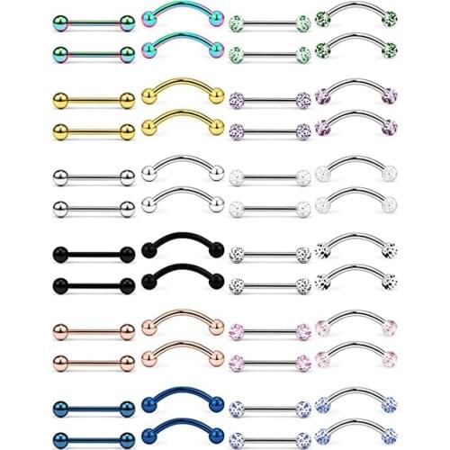 2PCS Straight & Curved Barbells Snake Eyes Tongue Rings Surgical Steel Nipple Ring Nipplerings Piercing Jewelry for Women Men