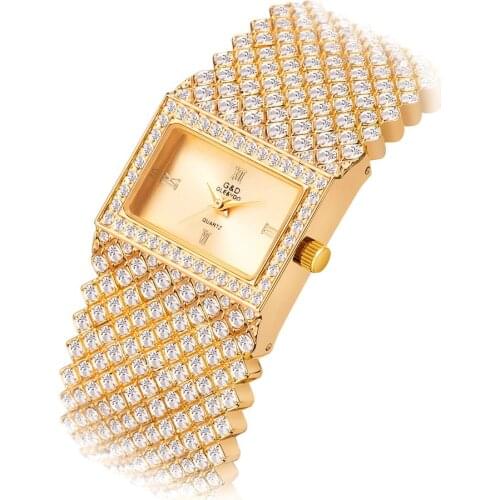 2019 G&D Women Quartz Watch Fashion Bling Casual Ladies Watch Female Quartz Gold Watch Crystal Diamond Watches For Women Clock