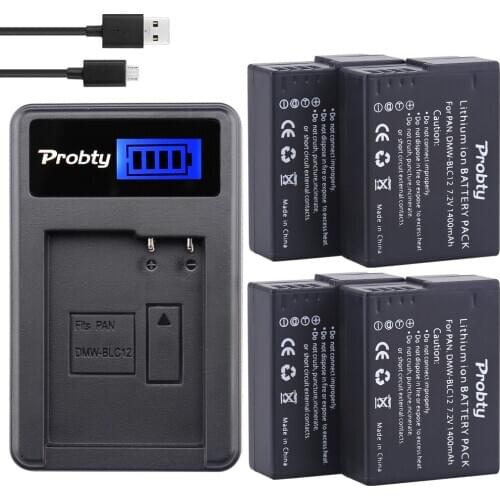 4Pcs DMW-BLC12 DMW BLC12 Battery + LCD Charger For Panasonic DMC-FZ1000 DMC-FZ200 DMC-G5 DMC-G6 DMC-G7 DMC-GX8 DMC-G85 DMC-GH2