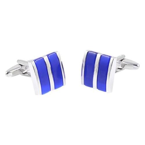 5pairs/ Silver Rectangle Cufflinks Blue/White Cats Eye Stone Inlaid Cuff Links Shirt Cuff Button Mens Jewelry Accessory