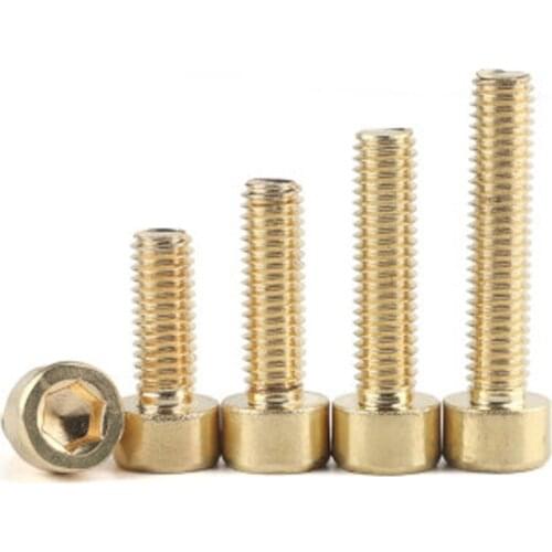 5pcs M5 brass Allen cylindrical head glossy screw hexagon socket cup mechanical bolts hex socket brassiness bolt 5mm-30mm long