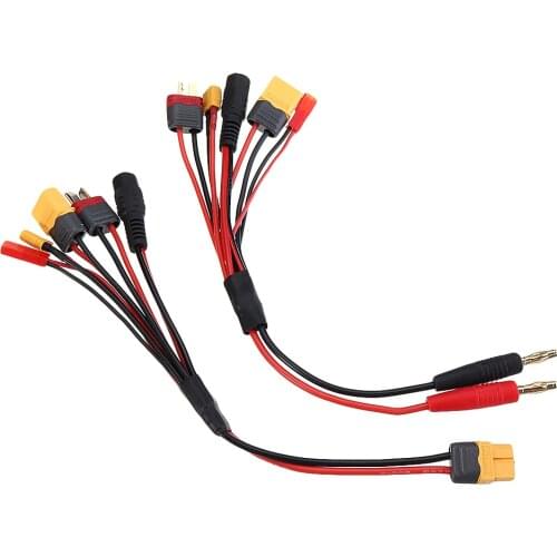 20cm 20AWG 4.0mm Banana Plug to XT60 XT30 DC5.5 T Plug Charger Adapter Cable for IMAX B6 ISDT Charger RC FPV Racing Drone