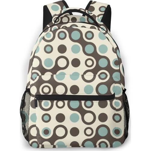 Abstract Retro Blue Grey And Brown Backpack School Bags Casual for Teenager Girls Shoulder Bag Travel Bags