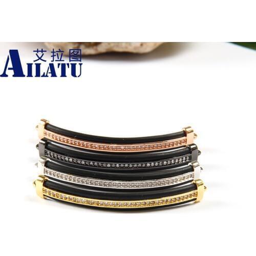 Ailatu Free Shipping 10pcs/lot Micro Pave Clear Cz Crooked Cube Charm for DIY Fashion Bracelets