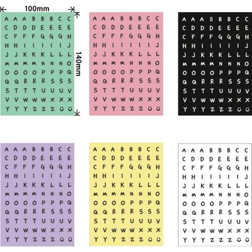 English Alphanumeric Marking Material Color Black and White Stickers Salt Stickers Small Patterns Craft Stationery