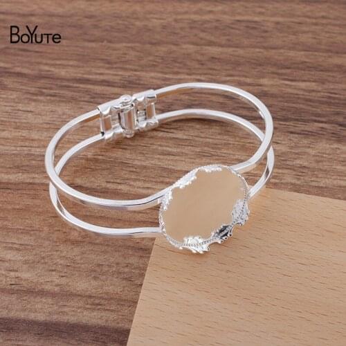 BoYuTe Custom Made (50 Pieces/Lot) Fit 25MM Cabochon Bracelet Blank Tray Base Metal Brass DIY Handmade Jewelry Accessories