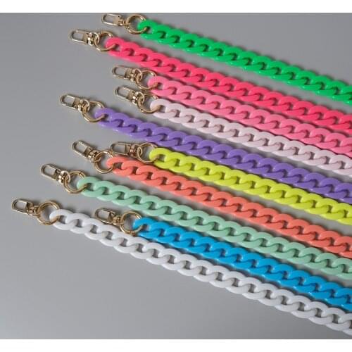 HJKL Candy color fishbone color acrylic resin chain contrast color retro manual removable thick chain bag decoration bag strap