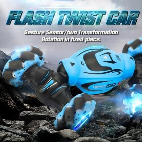 Kids RC Car Toy Cool Stylish Gesture Induction Deformation Stunt Drift Music Light Car Toys for Children Boys Christmas Gifts
