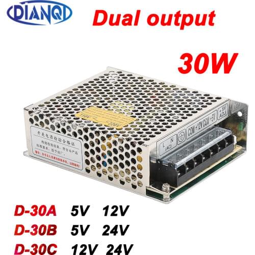 Dual output switching power supply 30w 5v 12v power suply D-30A ac dc converter good quality