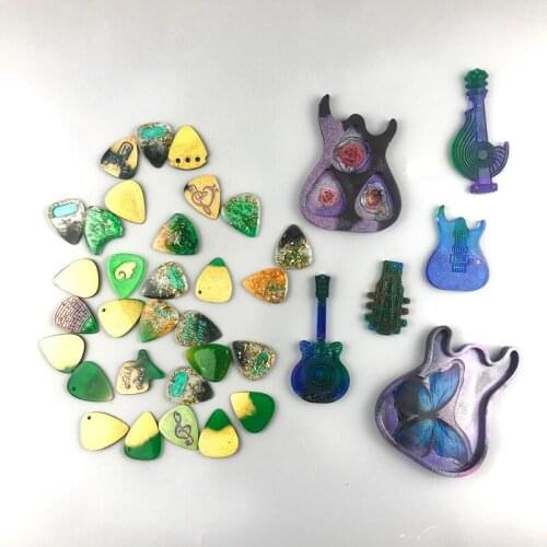 Guitar Pick Resin Molds Triangle Plectrum Resin Molds Silicone & Guitar Pick Case Molds for Resin Casting Keychain Musical