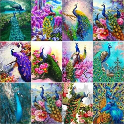 GATYZTORY Painting By Numbers Peacock DIY Pictures By Number Kits Animal HandPainted Paintings Art Drawing On Canvas Home Decor