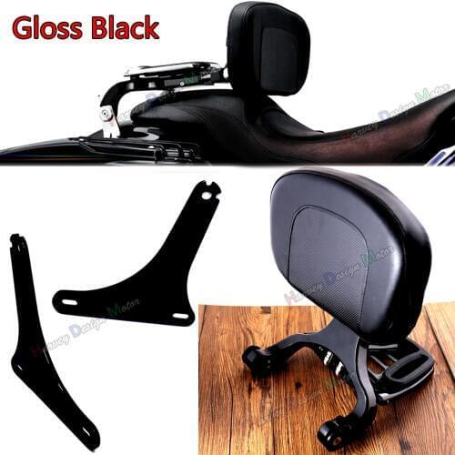 Gloss Black Mount Kit &Driver Passenger Backrest For Harley Softail FLSTC Heritage 2000-2017 Models