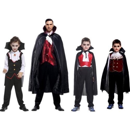 Carnival Party Halloween Kids Children Count Dracula Gothic Vampire Costume Fantasia Prince Vampire Cosplay for Kids Adult plus