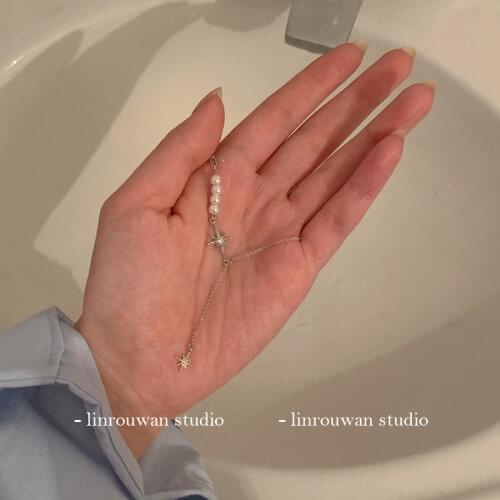 Personality Simulation Pearl Necklaces Astral French romantic style Dainty Short Clavicle Chain Wedding Jewelry For Girl Pendant