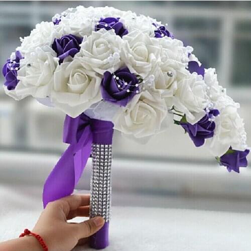Fashion wedding Bride Bouquet Diy Pearls Artificial flower Home Party Decoration