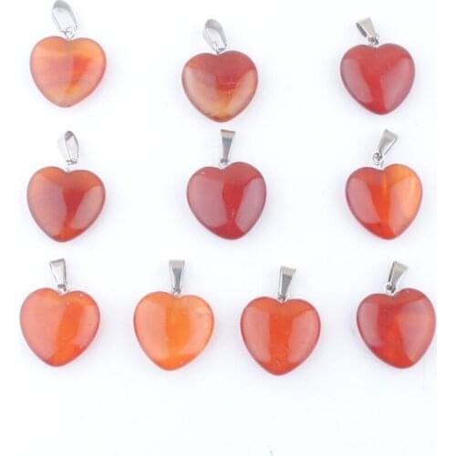 Wholesale 10Pcs Heart Red Agates Natural Stone Charms Pendants For DIY Earrings Necklaces Bracelet Jewelry Making 20mm TV0132