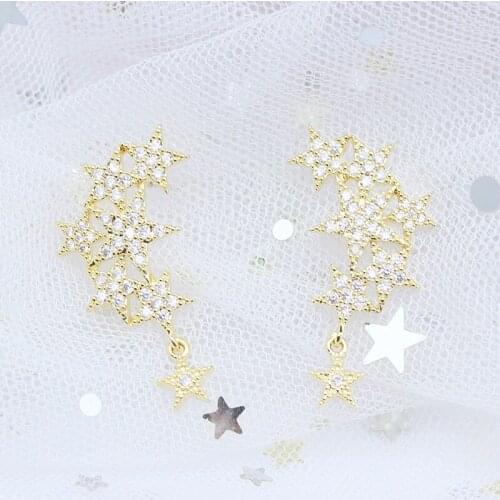 Japan and South Korea simple earrings female fashion new micro-inlaid zircon gypsophila earrings sweet temperament accessories