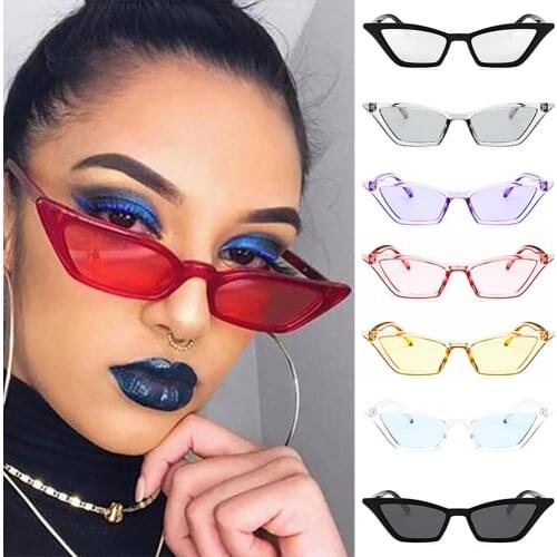 Clearance Women Cat Eye Shade Sunglasses Retro UV400 Eye Wear Fashion Ladies Small Plastic Optical Frames Vintage Sunglasses