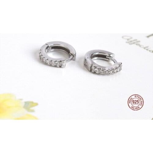 LKO 925 Sterling Silver Single Row Zircon Earrings For Women Luxury Temperament Puncture Hoop Earrings Fine Jewelry Ornaments