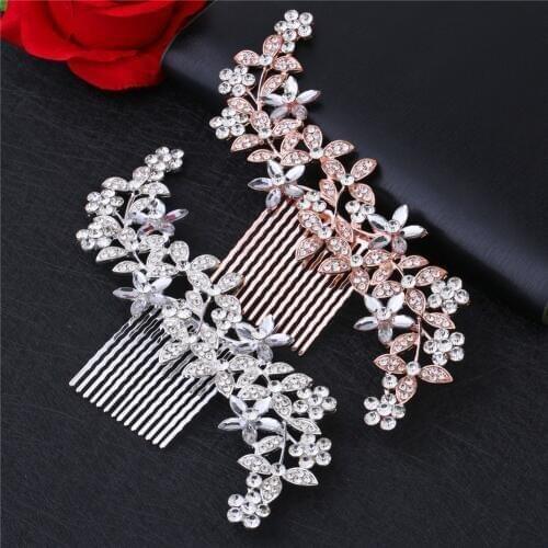 Bridal Wedding Crystal Hair Comb Pearl Flower Headband Headpiece Silver Golden Color Handmade Hairband Jewelry ​Accessories