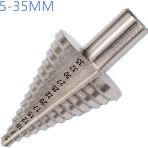 5-35 Hole Reaming Pagoda Drill Bit Tool Silver Steel Plate Tapper Woodworking Hole Punch Table Step Drill