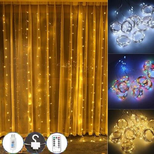 3M LED Fairy String Lights Remote Control USB New Year Garland Curtain Lamp Christmas Holiday Decoration For Home Bedroom Window