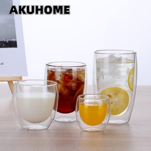 Heat-resistant Double Wall Glass Cup Beer Espresso Coffee Cup Set Beer Mug Tea glass drinking glasses glass drinkware Akuhome