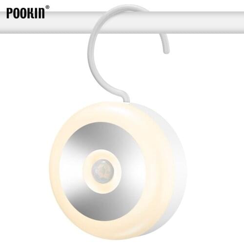 Smart USB Rechargeable Night Light Intelligent PIR Body Motion Sensor Activated Wall Light Kitchen Cabinet Light Lamp With Hook