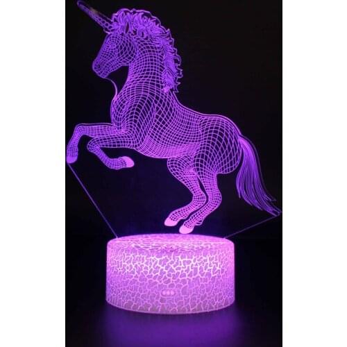 Cartoon Unicorn Figure 3d Led Lamp for Kids Child Girl Bedroom Decorative Christmas Gift Baby Night Light 7 Color Changing