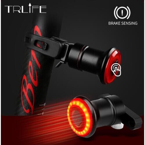 TRLIFE Bicycle Sensor Taillight Auto-Start/Stop MTB Bike LED Light IPX6 Waterproof Cycling Rear Lights USB Charge 24h Work Time