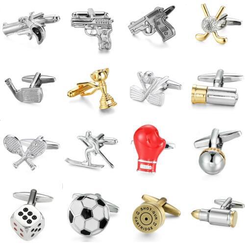 High quality novelty sports cufflinks Pistol bullets boxing glove trophy cuff Buttons for mans French shirt accessories jewelry