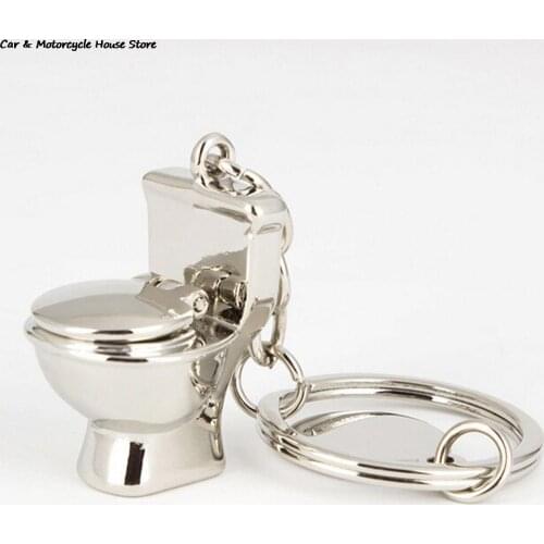 1Pcs Cute Bathroom Creative Gift Trinket Key Chain Mini Toilet Key Ring Chain Classic 3D Car Keychain